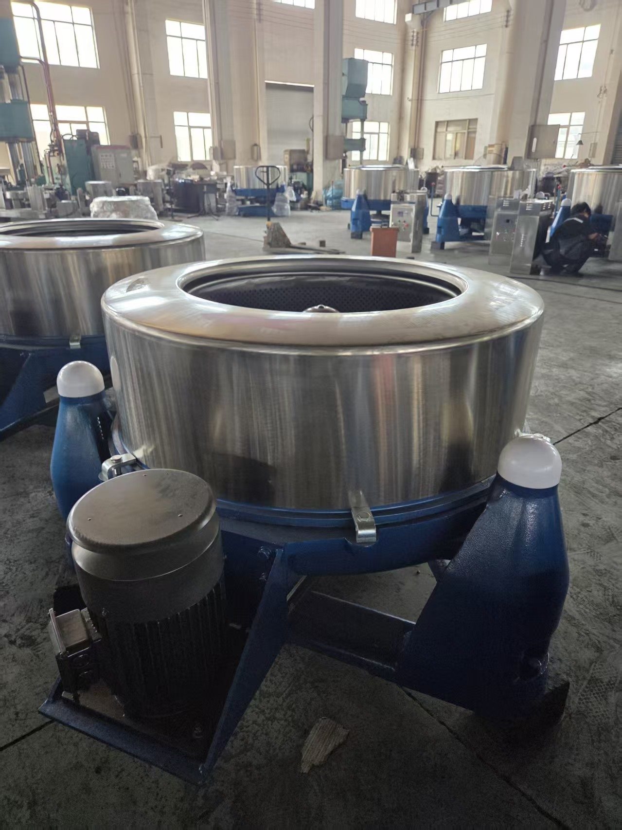Centrifugal hydro extractor in factory workshop