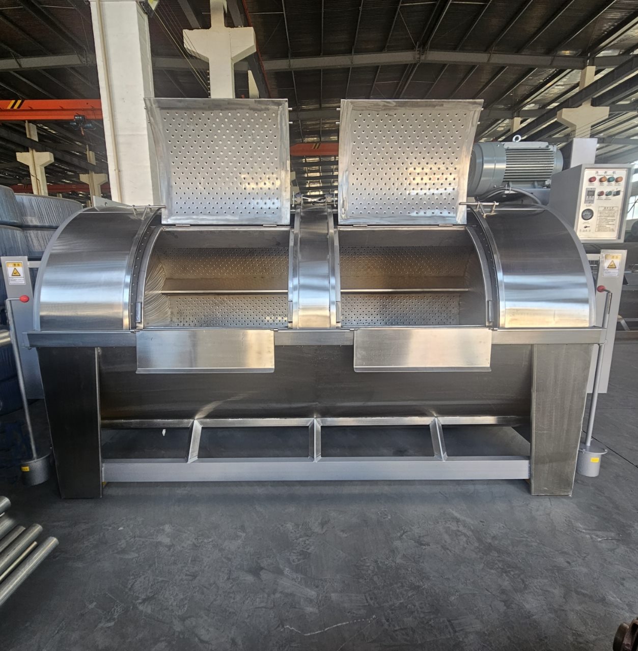 Open door view of horizontal washing machine drum